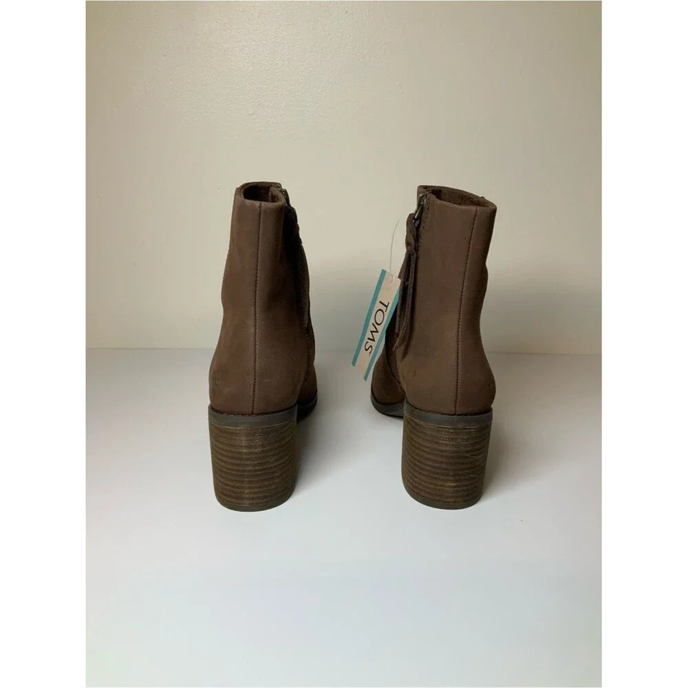 TOMS Evelyn Brown Leather Ankle Boots Women’s Size 6 NWT